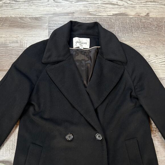 Vtg 90s Oleg Cassini Black Cashmere Long Coat 8 Double Breasted USA Made Winter - Picture 2 of 9